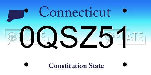 0QSZ51 Connecticut License Plate