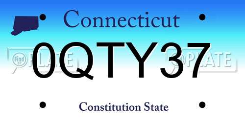 0QTY37 Connecticut License Plate