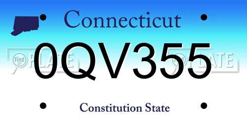 0QV355 Connecticut License Plate