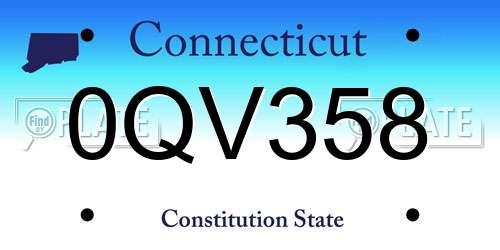 0QV358 Connecticut License Plate