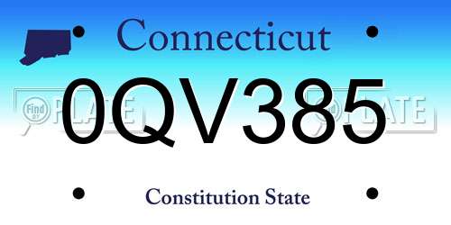0QV385 Connecticut License Plate