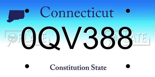 0QV388 Connecticut License Plate