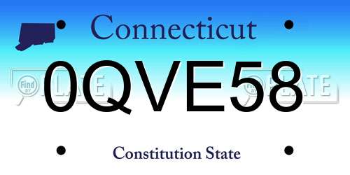 0QVE58 Connecticut License Plate