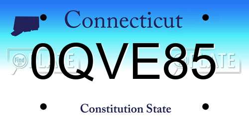 0QVE85 Connecticut License Plate