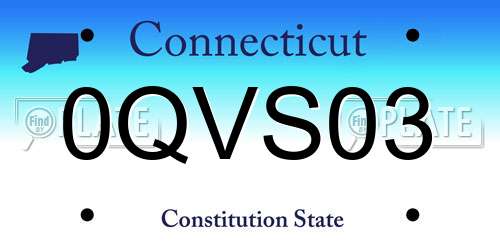 0QVS03 Connecticut License Plate