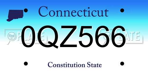 0QZ566 Connecticut License Plate