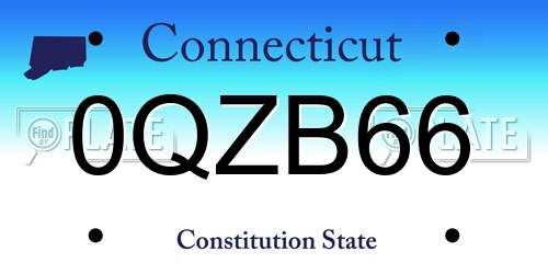 0QZB66 Connecticut License Plate
