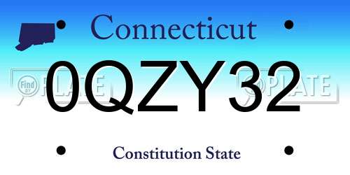 0QZY32 Connecticut License Plate