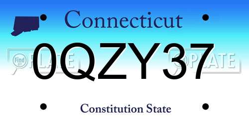 0QZY37 Connecticut License Plate