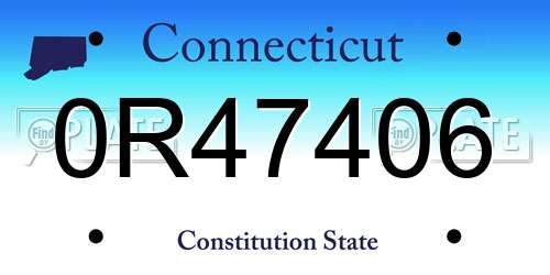 0R47406 Connecticut License Plate