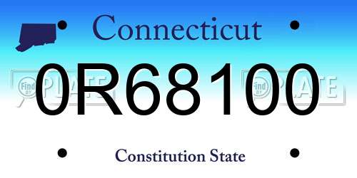 0R68100 Connecticut License Plate