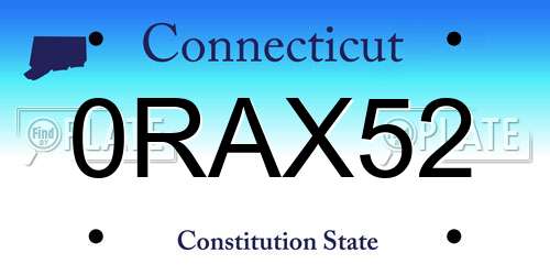 0RAX52 Connecticut License Plate