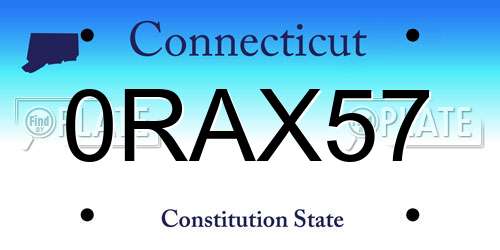 0RAX57 Connecticut License Plate