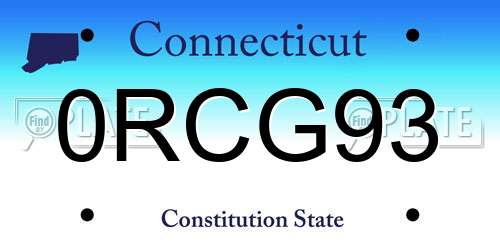 0RCG93 Connecticut License Plate