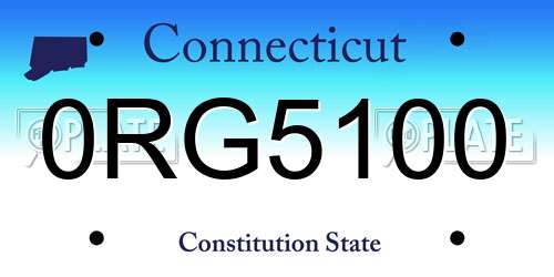 0RG5100 Connecticut License Plate