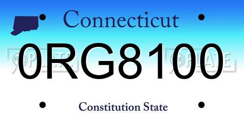0RG8100 Connecticut License Plate