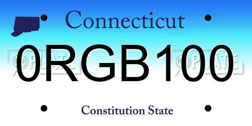 0RGB100 Connecticut License Plate