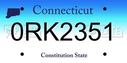 0RK2351 Connecticut License Plate