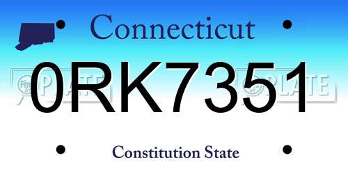 0RK7351 Connecticut License Plate