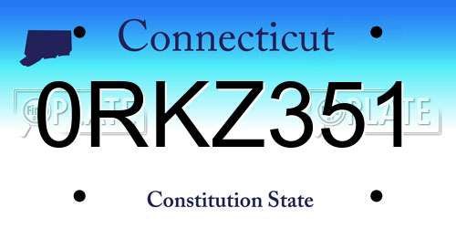 0RKZ351 Connecticut License Plate