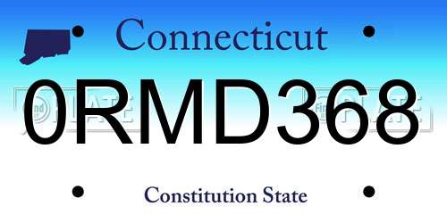 0RMD368 Connecticut License Plate
