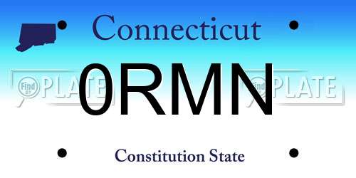 0RMN Connecticut License Plate