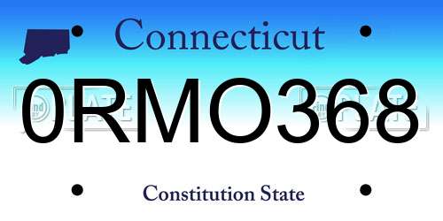 0RMO368 Connecticut License Plate