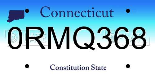 0RMQ368 Connecticut License Plate
