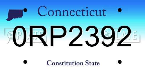 0RP2392 Connecticut License Plate