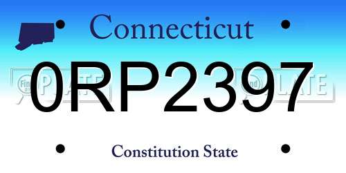 0RP2397 Connecticut License Plate