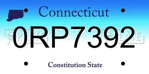 0RP7392 Connecticut License Plate