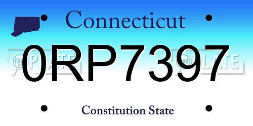 0RP7397 Connecticut License Plate