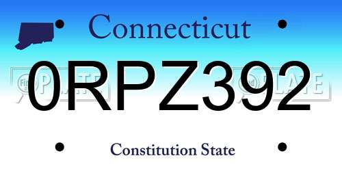 0RPZ392 Connecticut License Plate