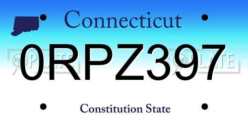 0RPZ397 Connecticut License Plate