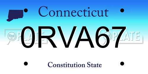 0RVA67 Connecticut License Plate