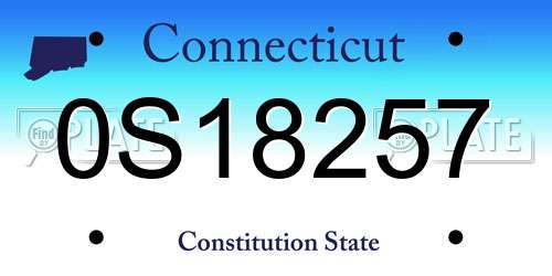 0S18257 Connecticut License Plate