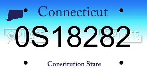 0S18282 Connecticut License Plate