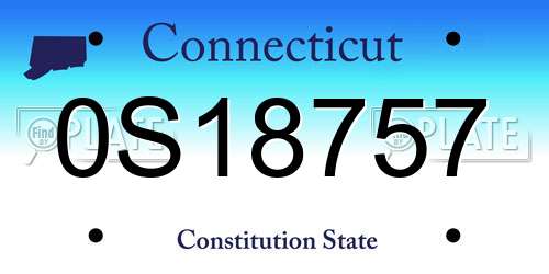 0S18757 Connecticut License Plate