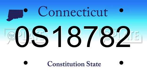 0S18782 Connecticut License Plate
