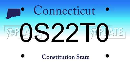 0S22T0 Connecticut License Plate