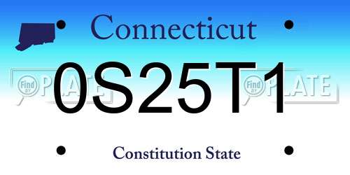 0S25T1 Connecticut License Plate