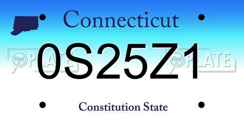 0S25Z1 Connecticut License Plate