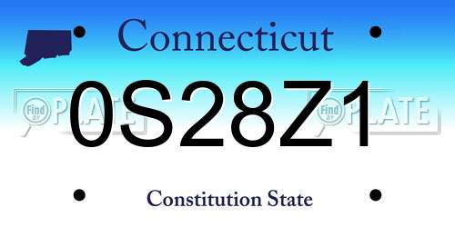 0S28Z1 Connecticut License Plate