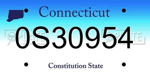 0S30954 Connecticut License Plate