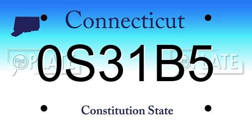 0S31B5 Connecticut License Plate