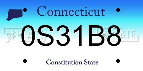 0S31B8 Connecticut License Plate