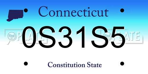 0S31S5 Connecticut License Plate