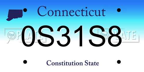 0S31S8 Connecticut License Plate