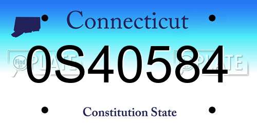 0S40584 Connecticut License Plate
