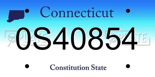 0S40854 Connecticut License Plate